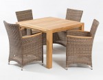 Wicker All Weather Dining Chair Teak Rests 1843
